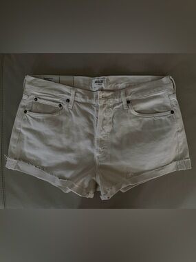 Agolde Off-White High-Rise Denim Shorts